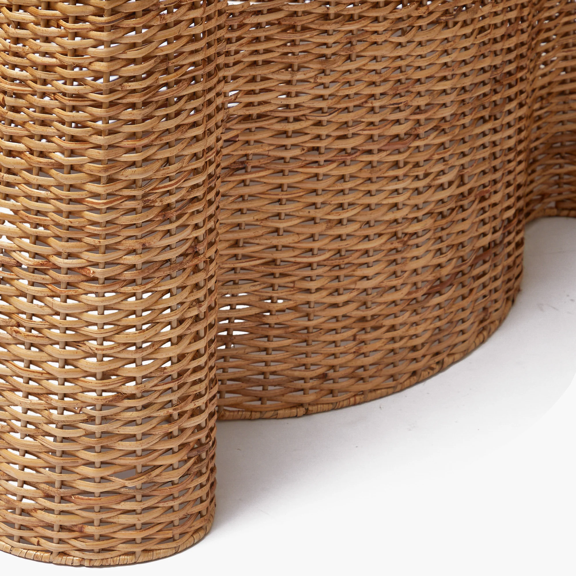 Small Vivienne Rattan Scalloped Console Table - Image 8