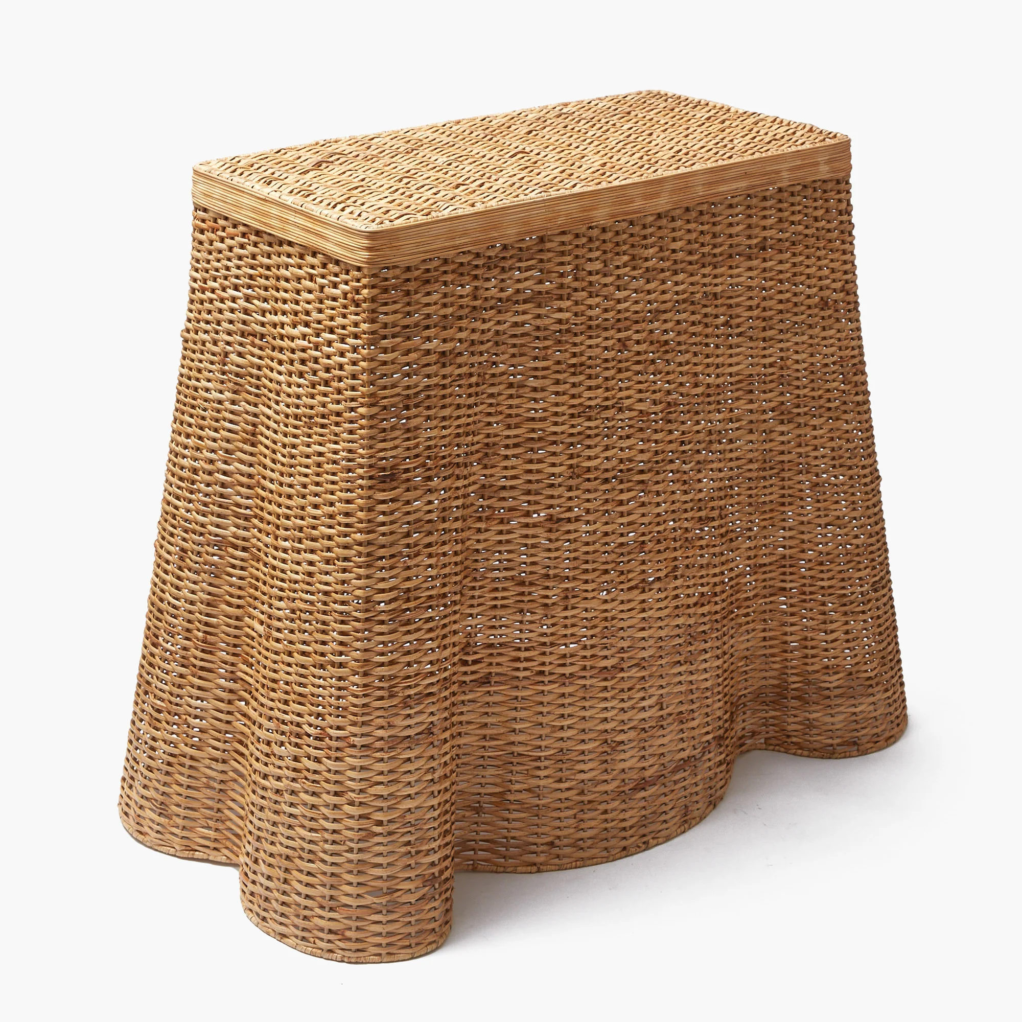 Small Vivienne Rattan Scalloped Console Table - Image 9