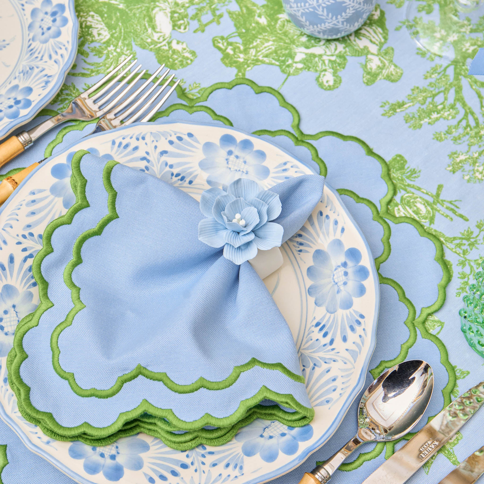 Soft Blue Fiore Napkin Rings (Set of 4) - Image 8