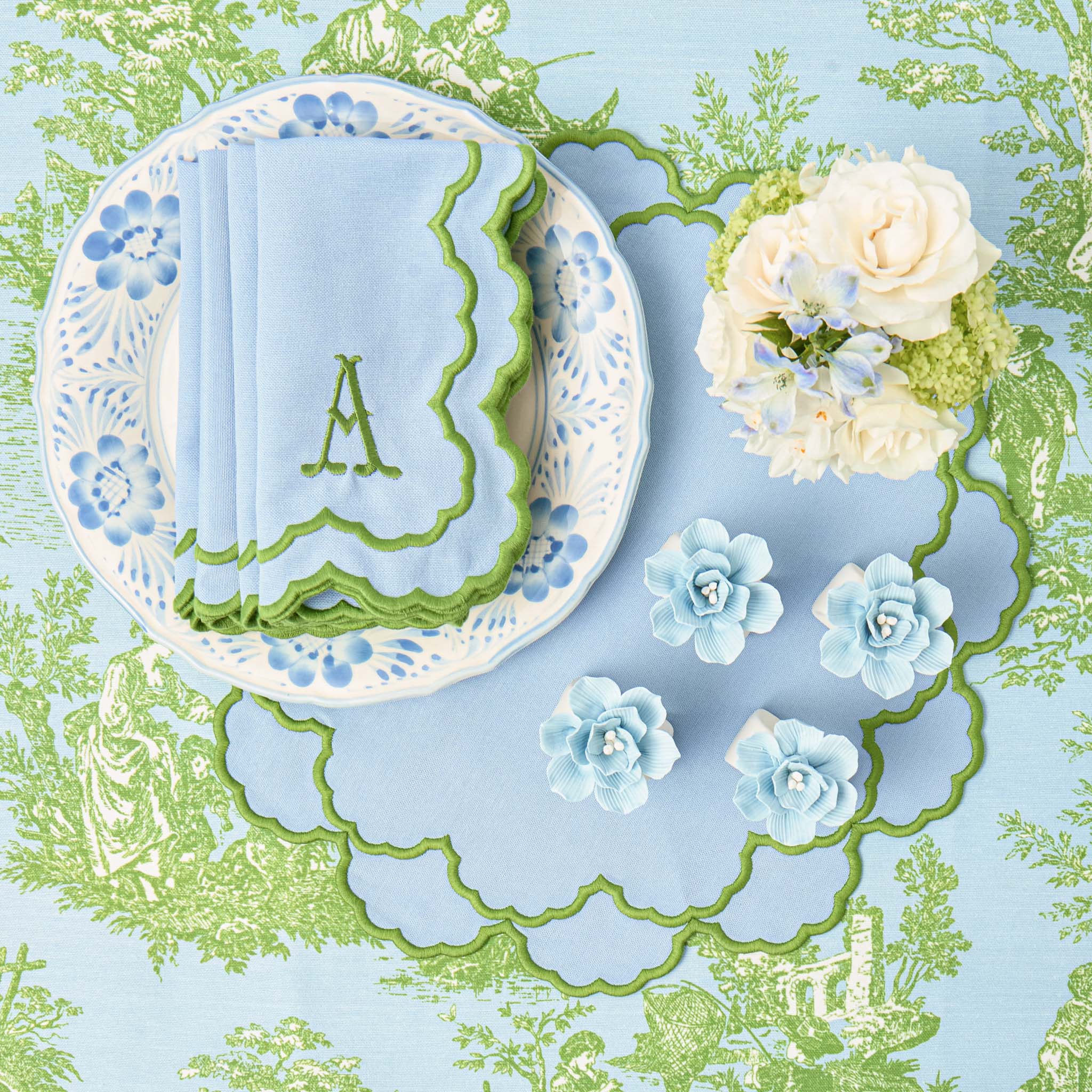 Soft Blue Fiore Napkin Rings (Set of 4) - Image 9