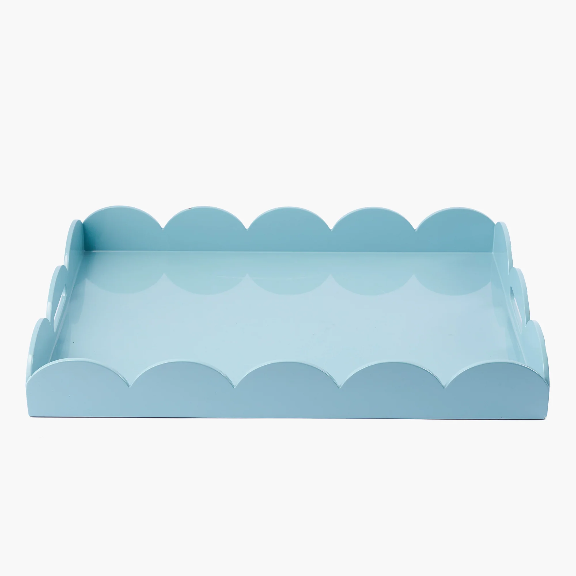 Duck-egg Blue Scalloped Lacquer Tray