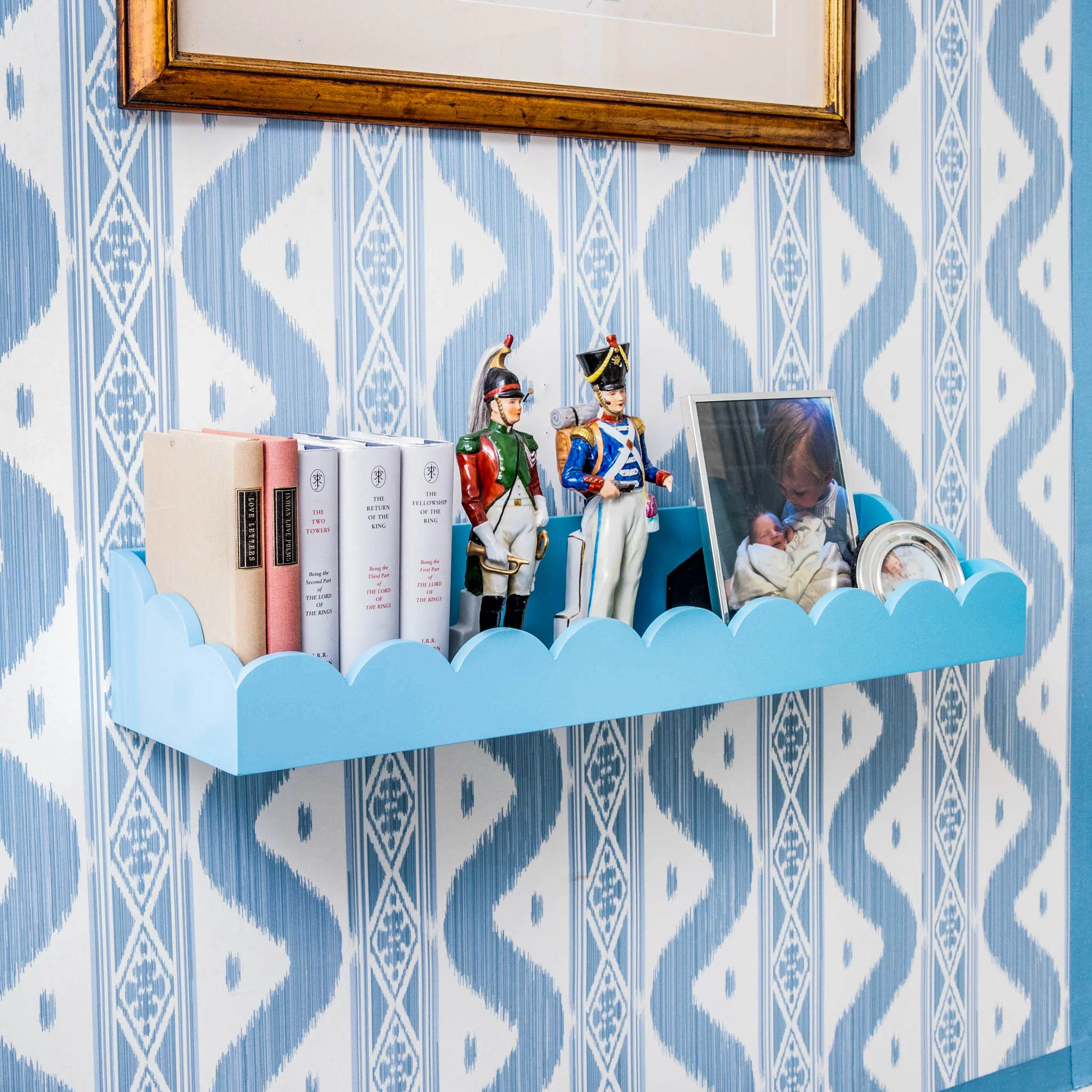 Soft Blue Scalloped Lacquer Shelf - Image 4