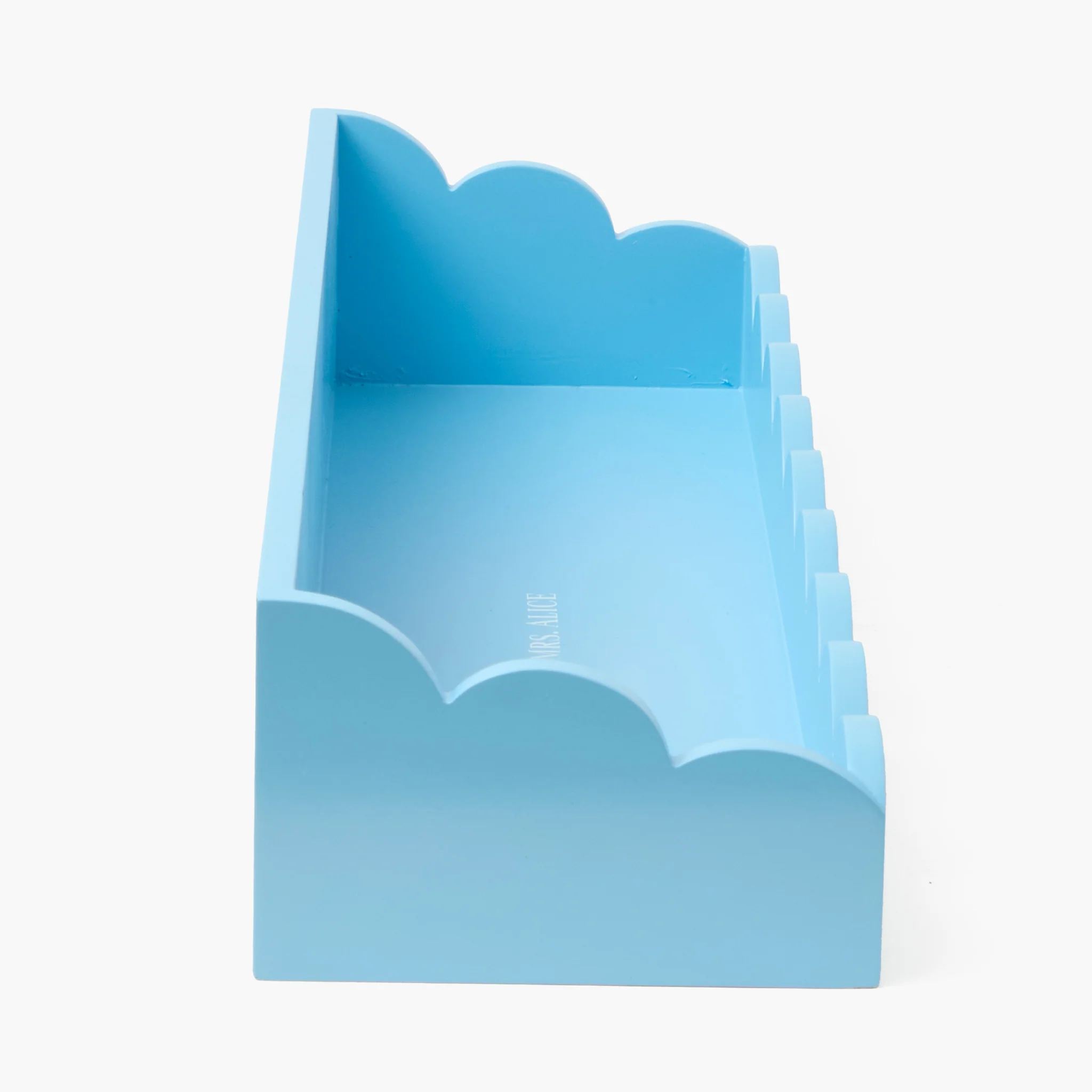 Soft Blue Scalloped Lacquer Shelf - Image 5