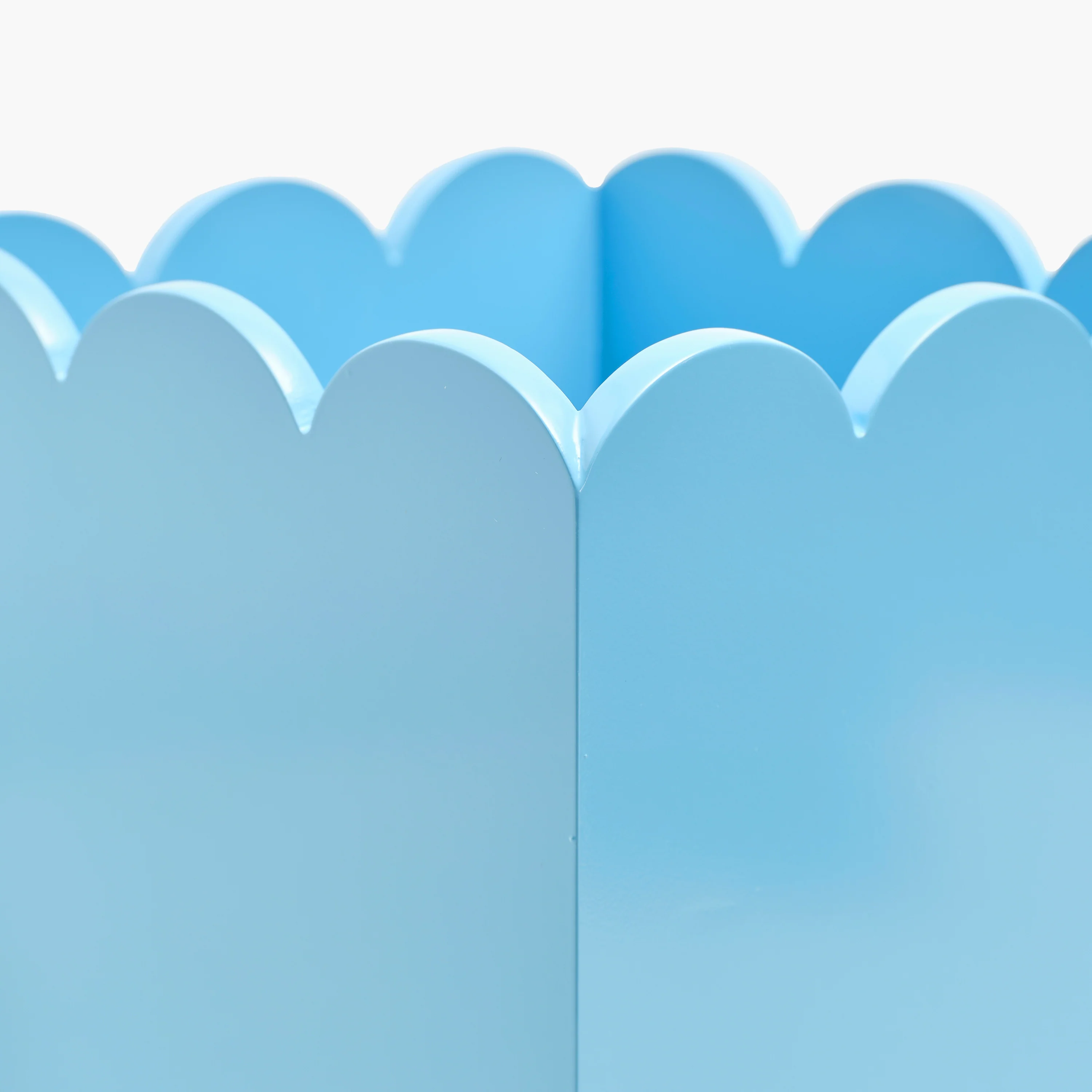 Soft Blue Scalloped Lacquer Waste Paper Bin - Image 5