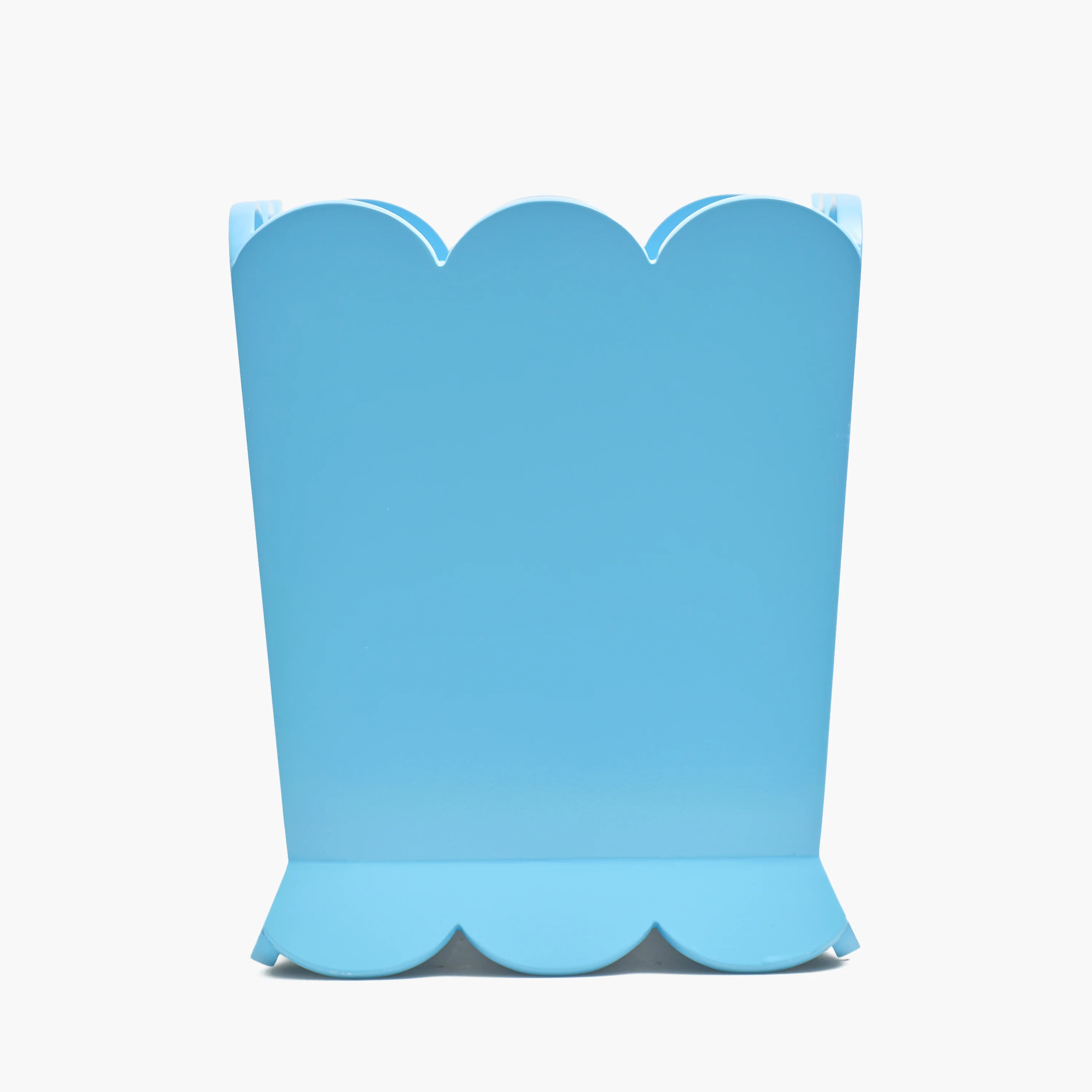 Soft Blue Scalloped Lacquer Waste Paper Bin - Image 8