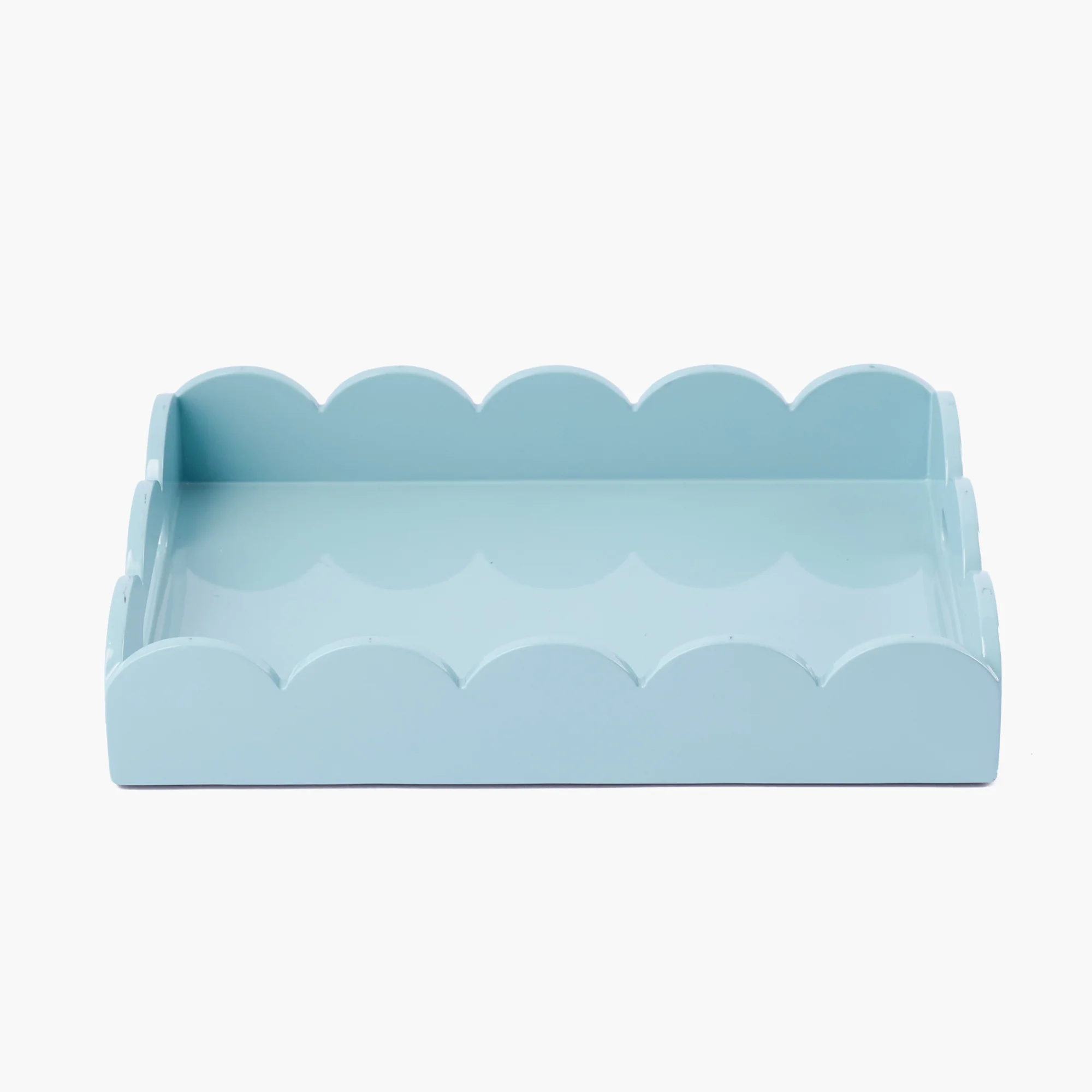 Duck-egg Blue Small Scalloped Lacquer Tray - Image 5