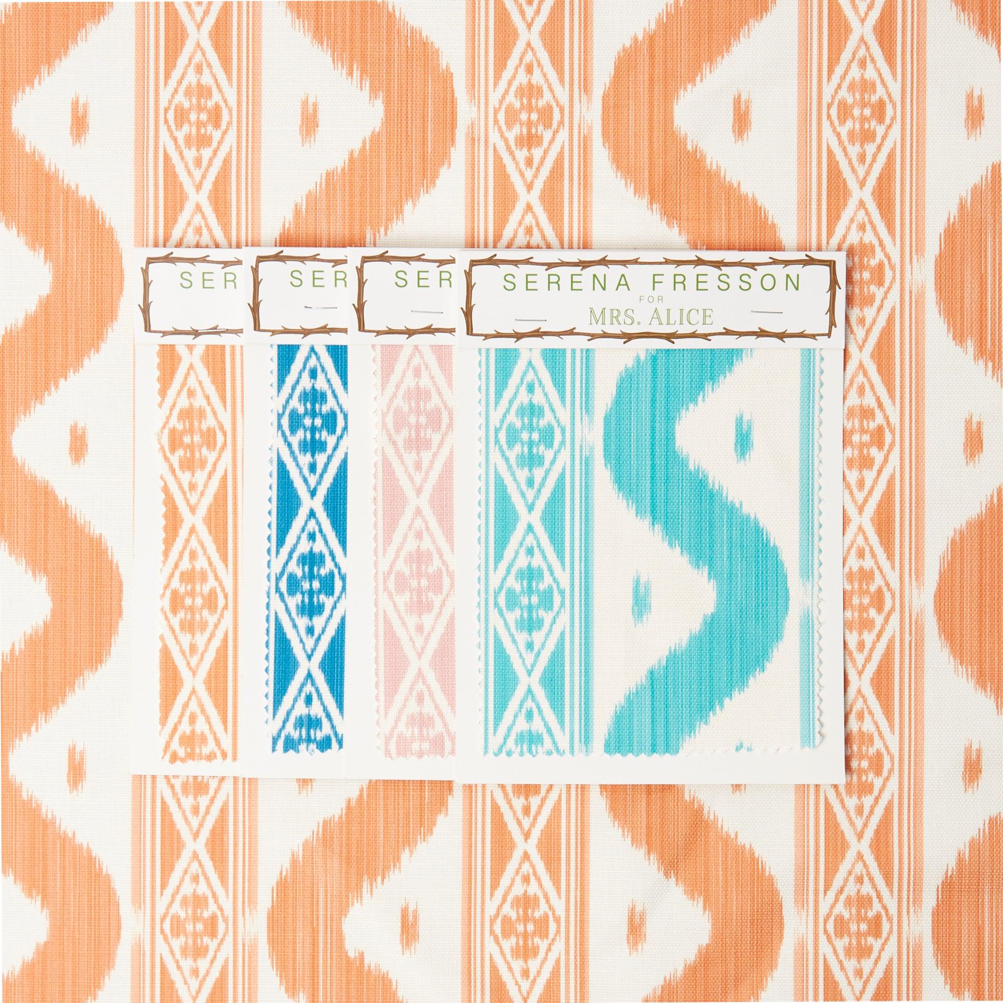 Soft Coral Ikat Stripe Fabric - Image 7