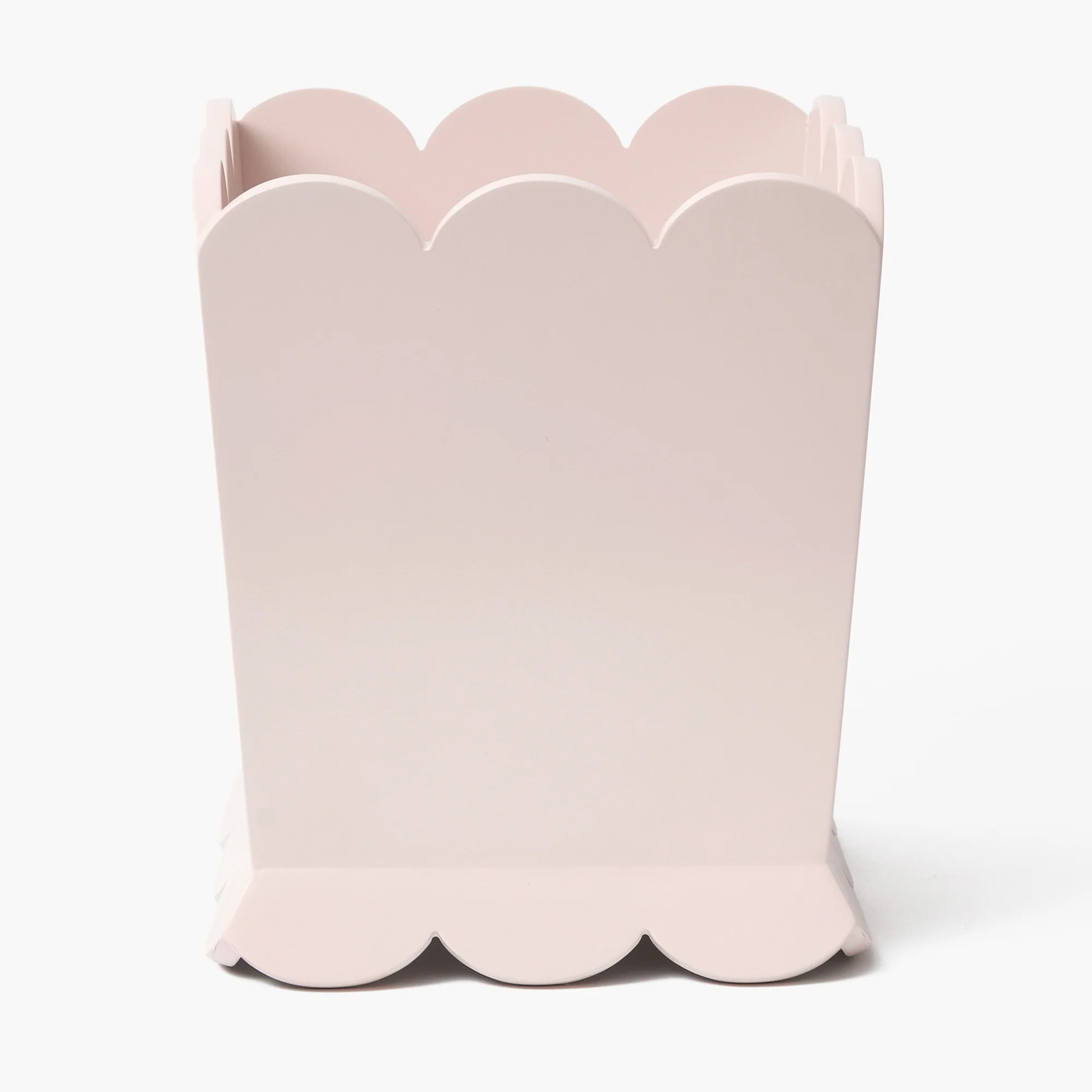 Soft Pink Scalloped Lacquer Waste Paper Bin - Image 4