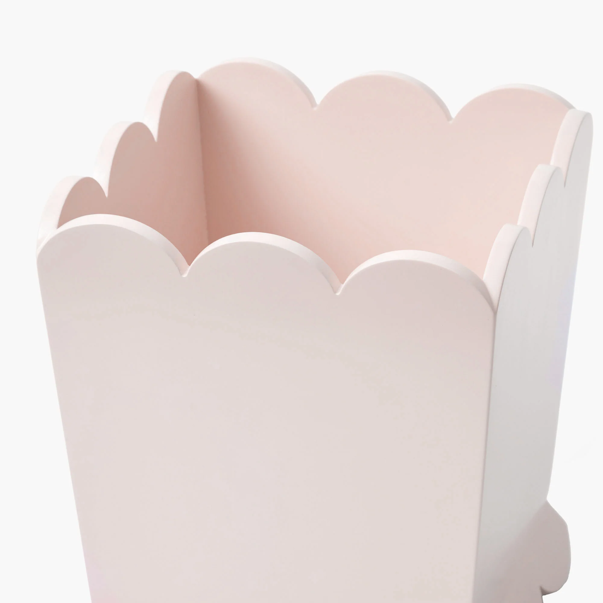 Soft Pink Scalloped Lacquer Waste Paper Bin - Image 6