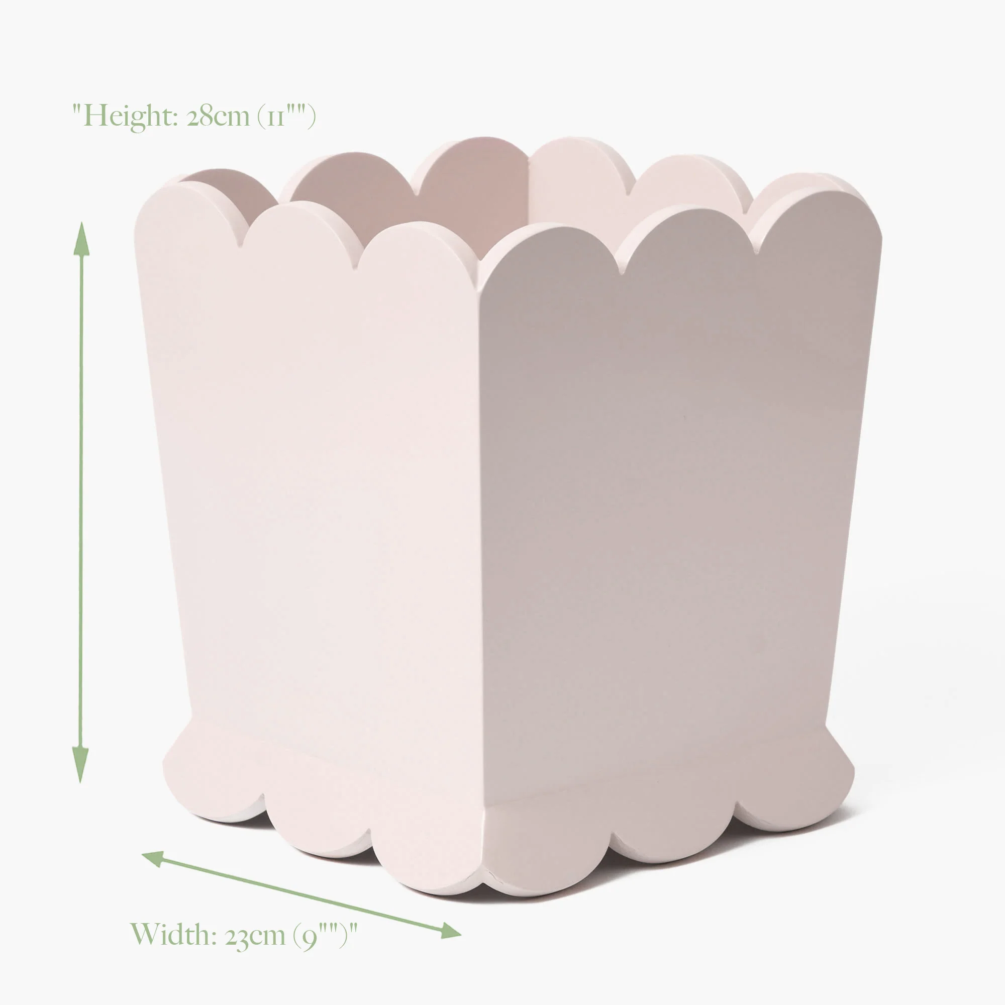 Soft Pink Scalloped Lacquer Waste Paper Bin - Image 8