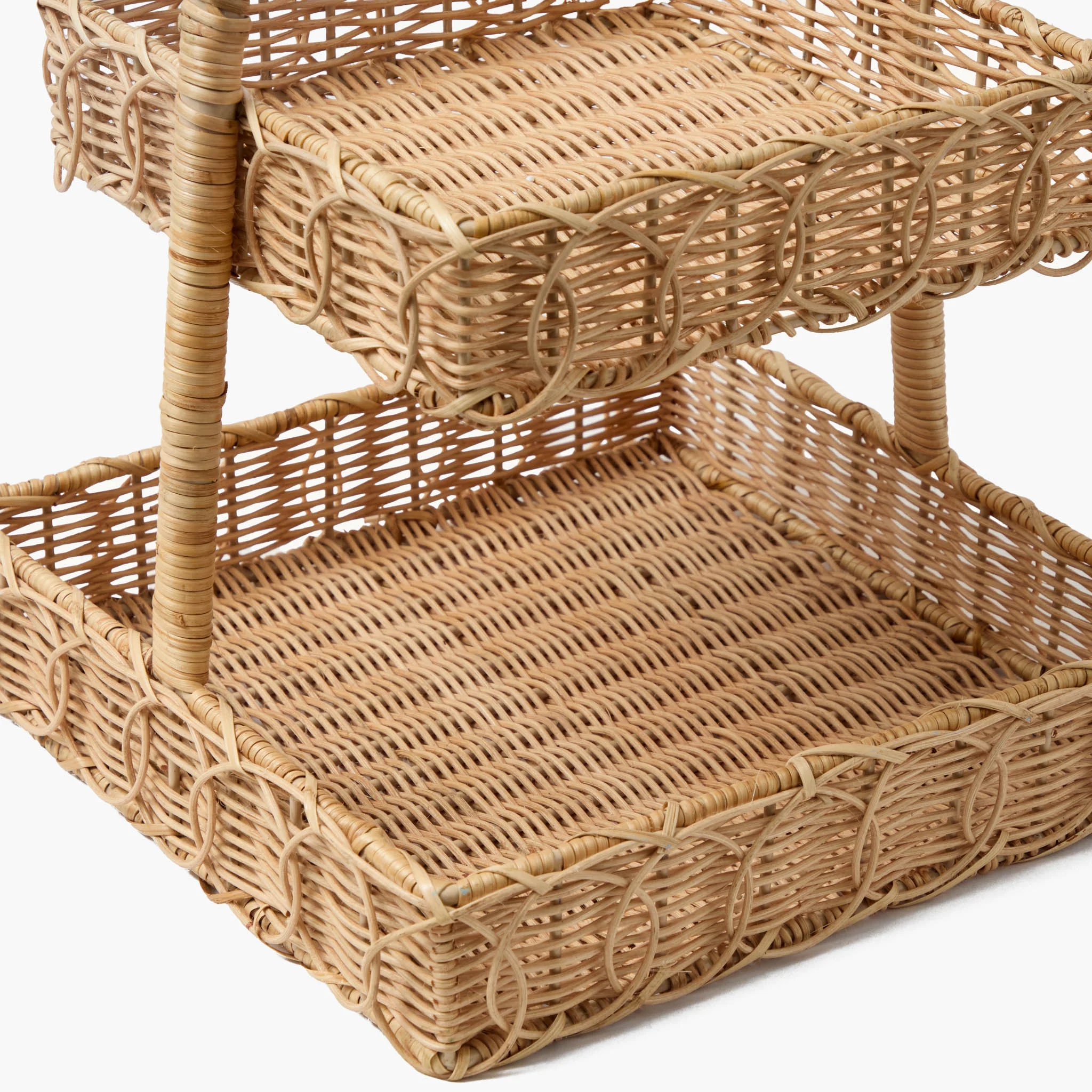 Square Rattan Two Tier Stand - Image 3