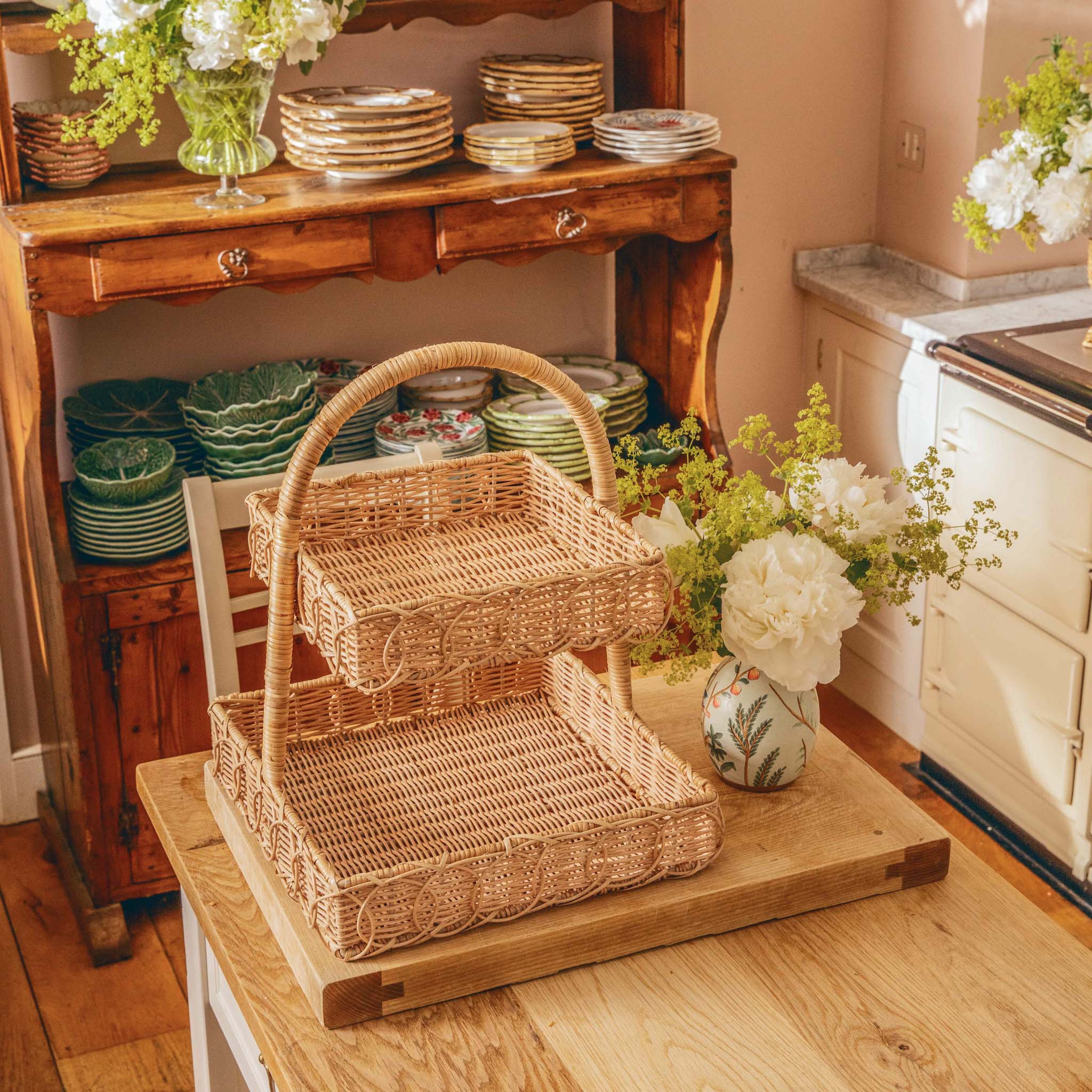 Square Rattan Two Tier Stand - Image 7