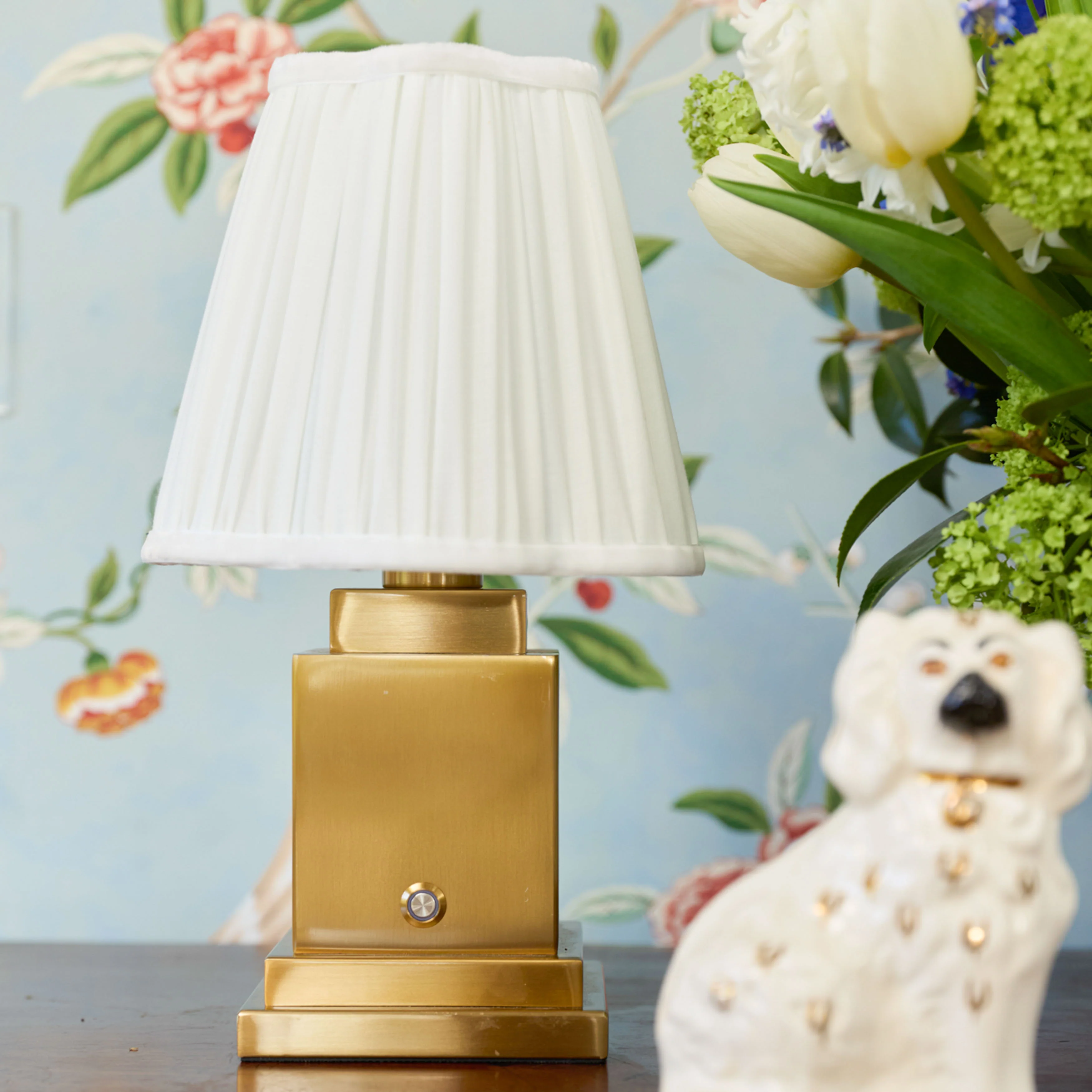 Square Rechargeable Lamp with Cream Shade (18cm) - Image 2