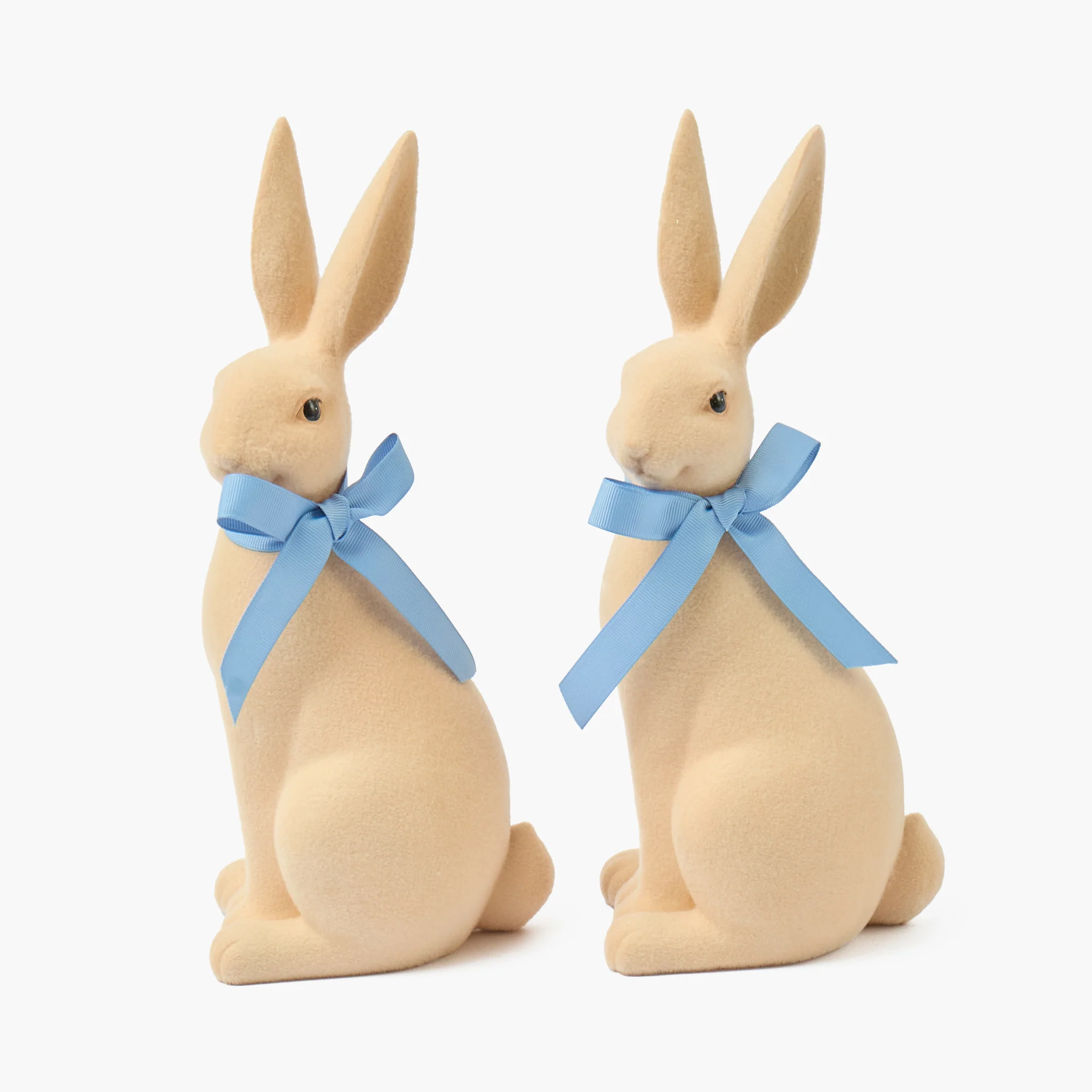 Taupe Flocked Bunnies (Pair) - Image 5