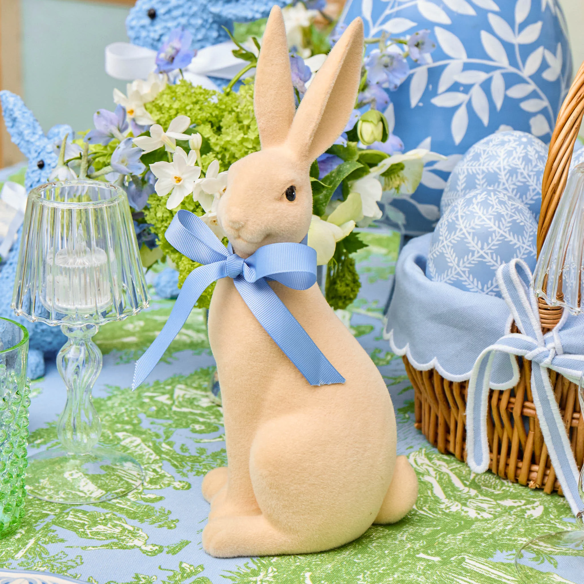 Taupe Flocked Bunnies (Pair) - Image 7