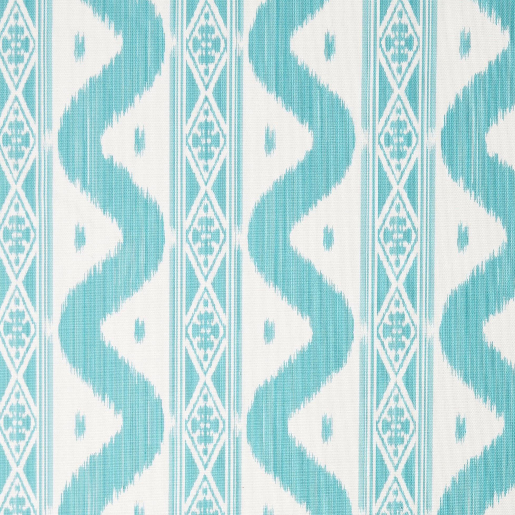 Turquoise Ikat Stripe Fabric - Image 2