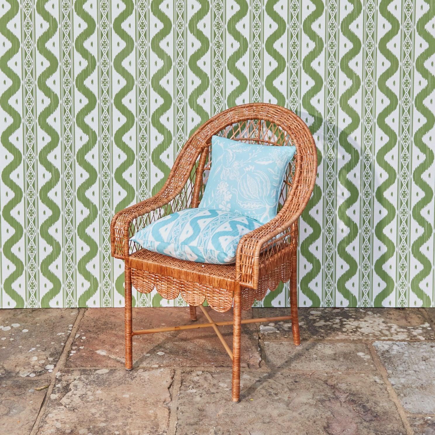 Turquoise Ikat Stripe Fabric - Image 3