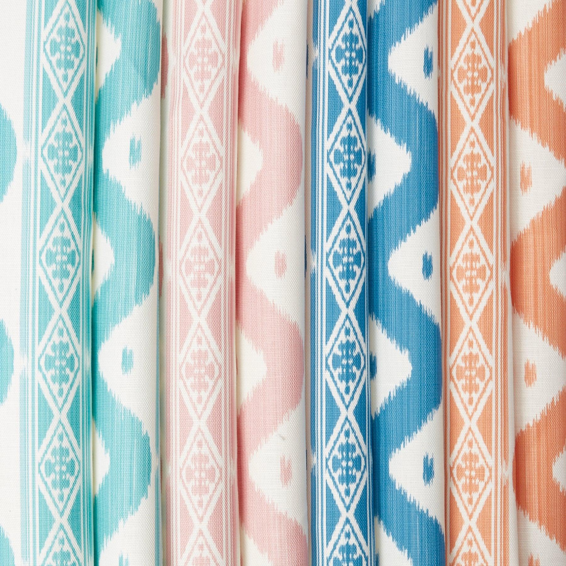Turquoise Ikat Stripe Fabric - Image 6