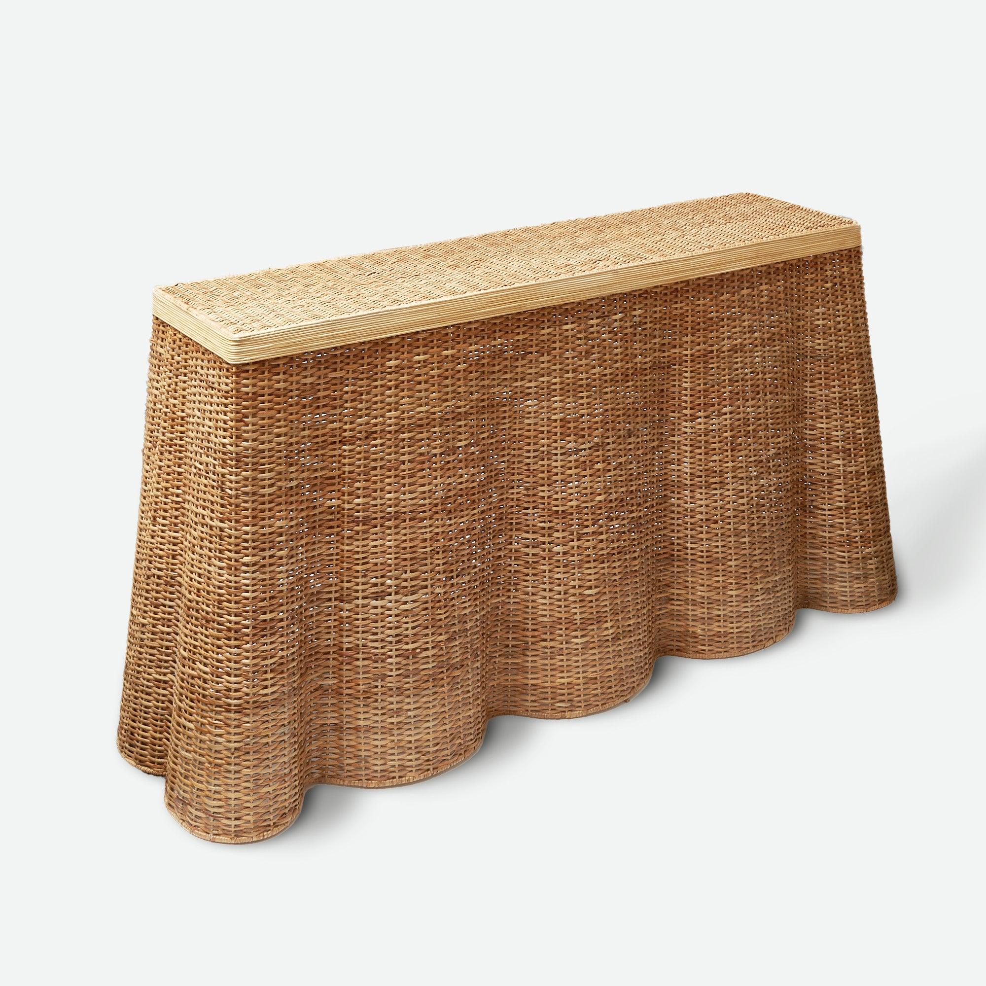 Vivienne Rattan Scalloped Console Table - Image 3