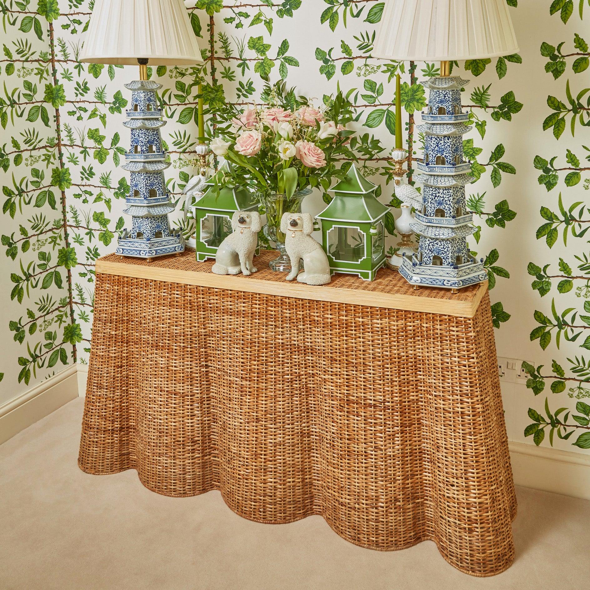 Vivienne Rattan Scalloped Console Table - Image 6