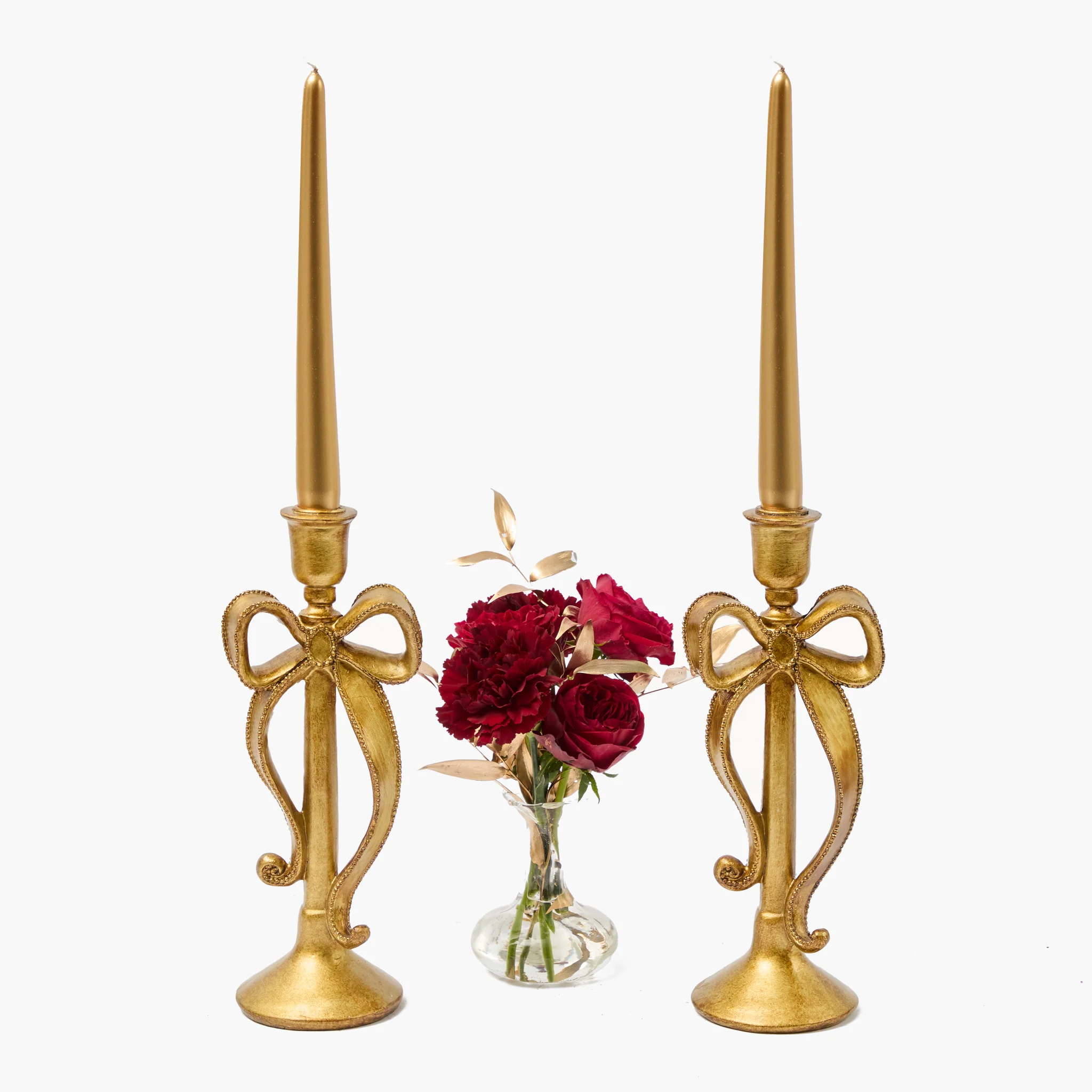 Whimsical Gold Bow Candle Holders (Pair) - Image 6